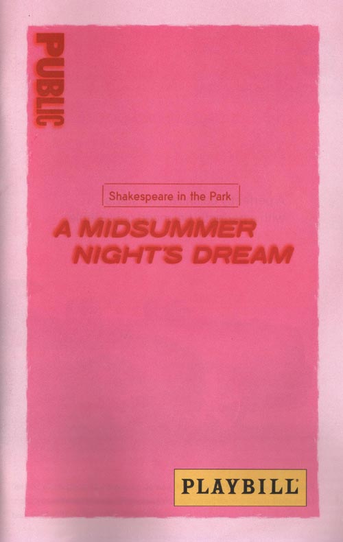 A Midsummer Night's Dream Playbill, Shakespeare in the Park, Delacorte Theater, Central Park, Manhattan