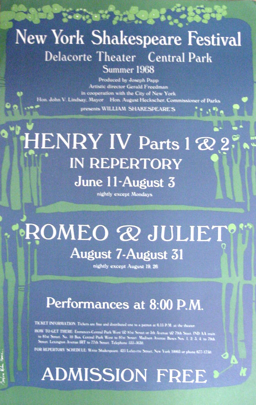 New York Shakespeare Festival Poster from 1968