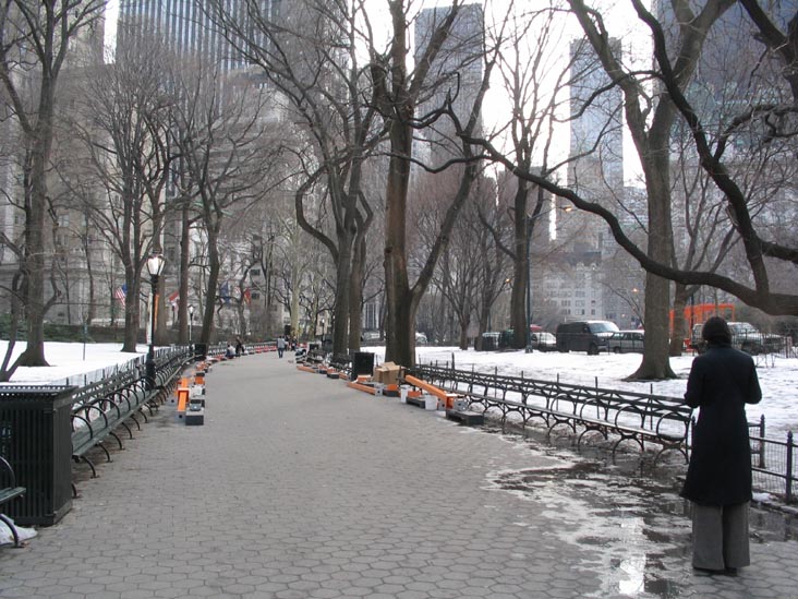 Placing Support Beams, Preparations for Christo and Jeanne Claude's The Gates Project, Central Park, February 8, 2005