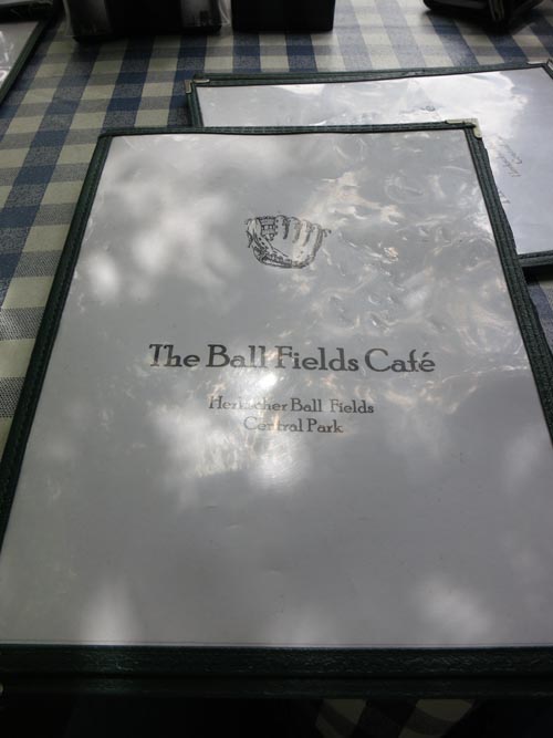 Menu, The Ball Fields Cafe, Heckscher Ballfields, Central Park, Manhattan, June 18, 2012