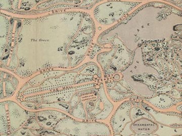 1868 Central Park Map, The Mall and Lake Portion