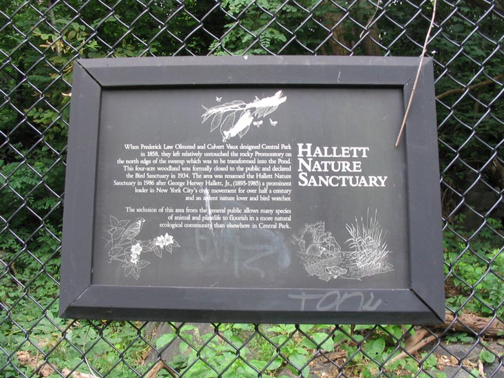 Hallett Nature Sanctuary Sign, Central Park, Manhattan