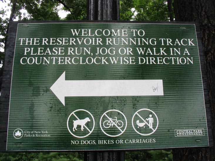 Reservoir Running Track Sign, Central Park, Manhattan