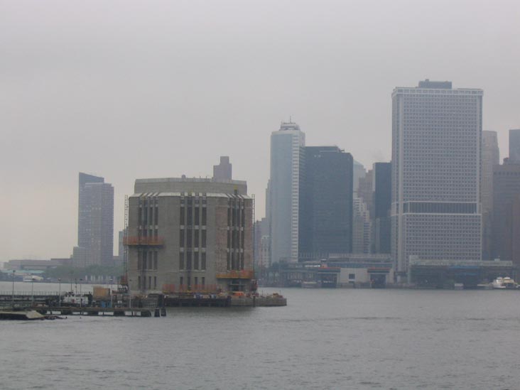 Brooklyn-Battery Tunnel Ventilation Unit with Lower Manhattan in Distance From Buttermilk Channel, May 26, 2004