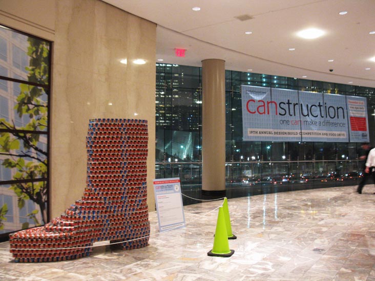 Giving Hunger the Boot By GACE, Canstruction 2011, World Financial Center, Battery Park City, Lower Manhattan, November 16, 2011