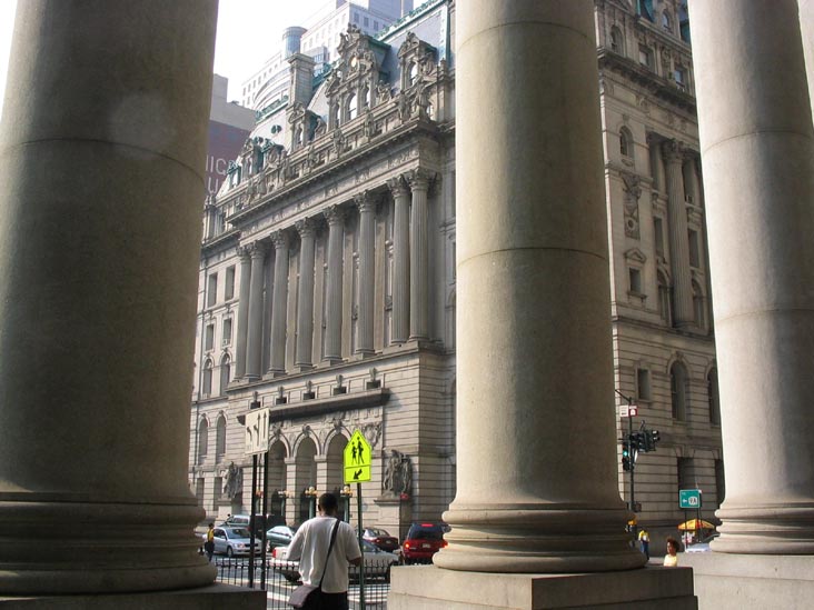 Surrogate's Court, 31 Chambers Street, Municipal Building Columns in Foreground, Lower Manhattan