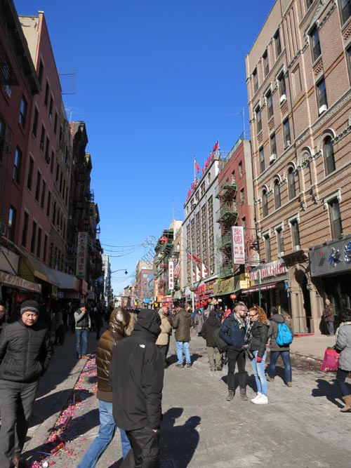 Looking North Up Mulberry Street From Bayard Street, Chinatown, Lower Manhattan, February 28, 2015