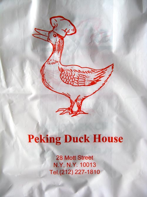 Takeout Bag, Peking Duck House, 28 Mott Street, Chinatown, Lower Manhattan