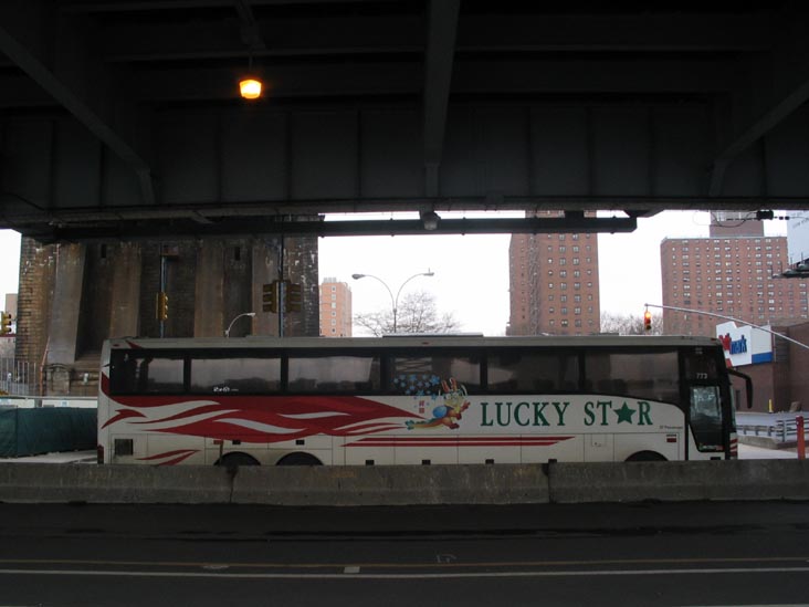 Bus Parked Underneath the FDR, East River Waterfront, Lower Manhattan