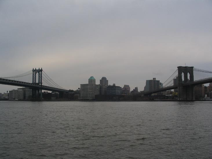 Manhattan Bridge and Brooklyn Bridge, Brooklyn Waterfront from Lower Manhattan
