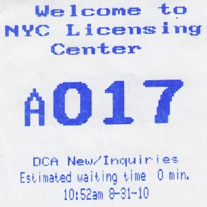 NYC Licensing Center Ticket