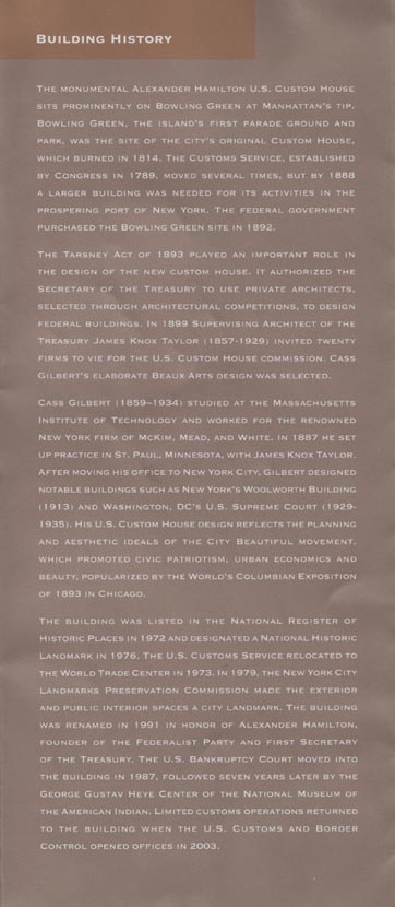 Alexander Hamilton U.S. Custom House Brochure