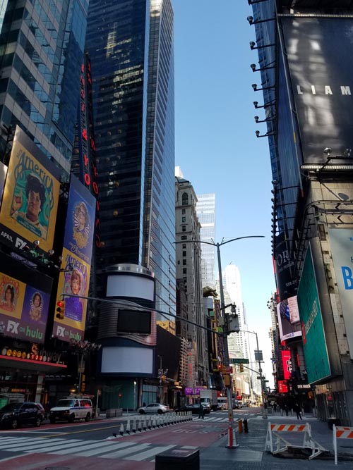 42nd Street and Broadway, Times Square, Midtown Manhattan, May 7, 2020, 9:05 a.m.