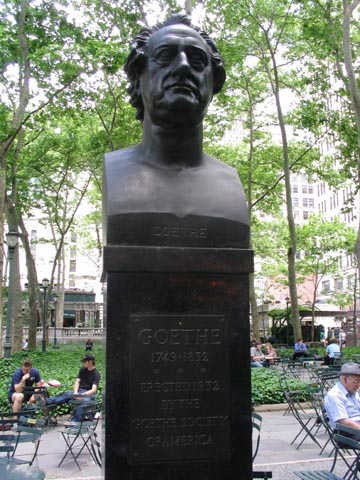 Goethe Bust, Bryant Park, Midtown Manhattan