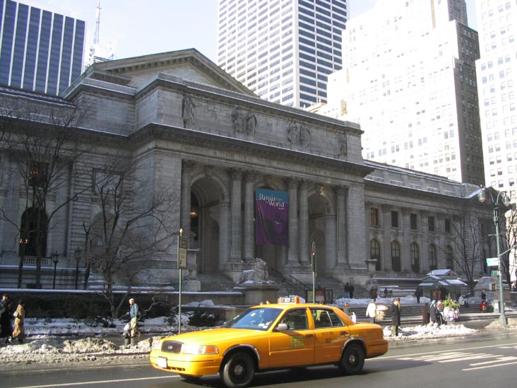 New York Public Library, 42nd Street and Fifth Avenue, SW Corner, Midtown Manhattan