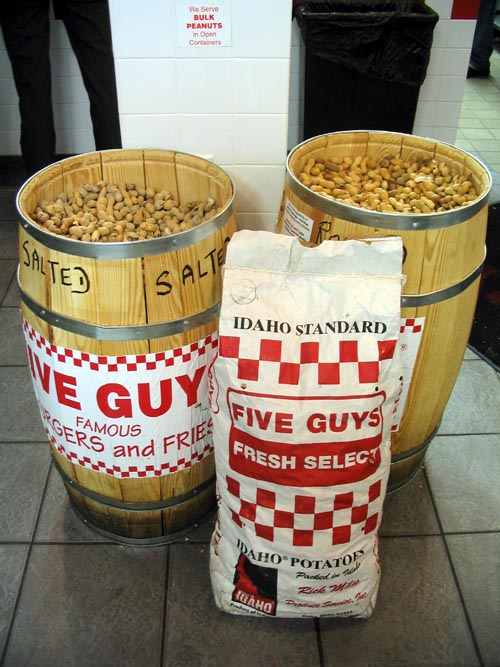Peanuts, Five Guys Famous Burgers and Fries, 43 West 55th Street, Midtown Manhattan