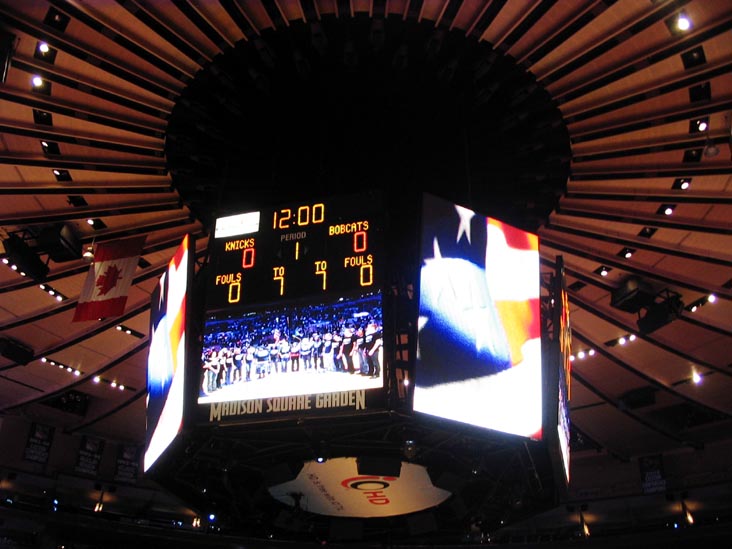 Scoreboard, New York Knicks vs. Charlotte Bobcats, Madison Square Garden, Midtown Manhattan, April 9, 2008
