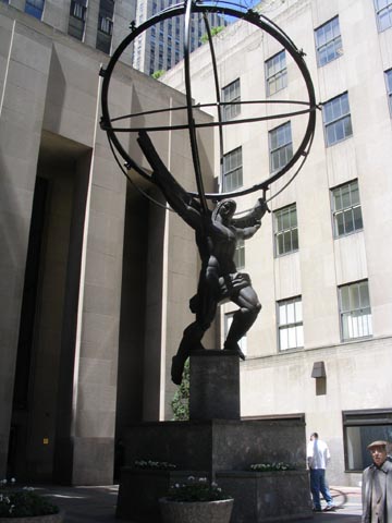 Lee Lawrie's Atlas Statue in front of the International Building, 630 Fifth Avenue, Rockefeller Center, Midtown Manhattan