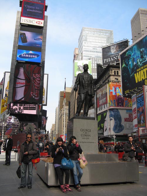 George M. Cohan Statue, Duffy Square, Times Square, Midtown Manhattan, February 26, 2009