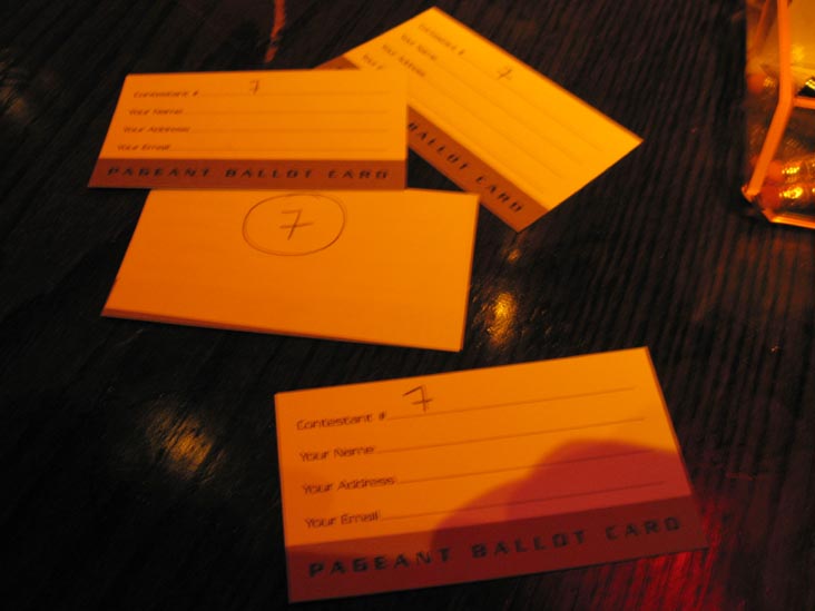 Pageant Ballot Cards, Hawaiian Tropic Zone, 729 Seventh Avenue, Times Square, Midtown Manhattan