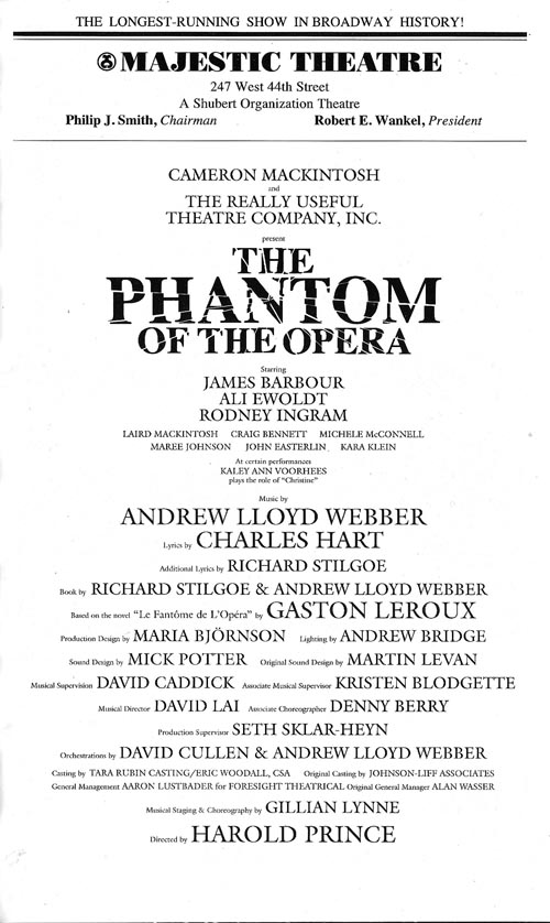 The Phantom of the Opera Playbill