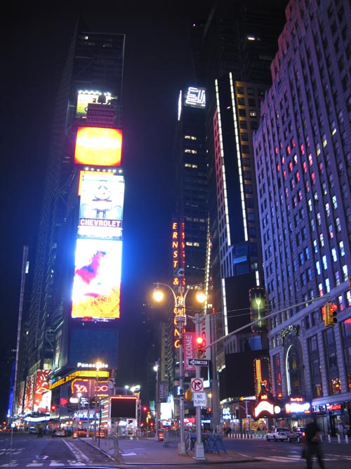44th Street and Broadway, Looking South, Times Square, Midtown Manhattan, May 3, 2009, 3:18 a.m.