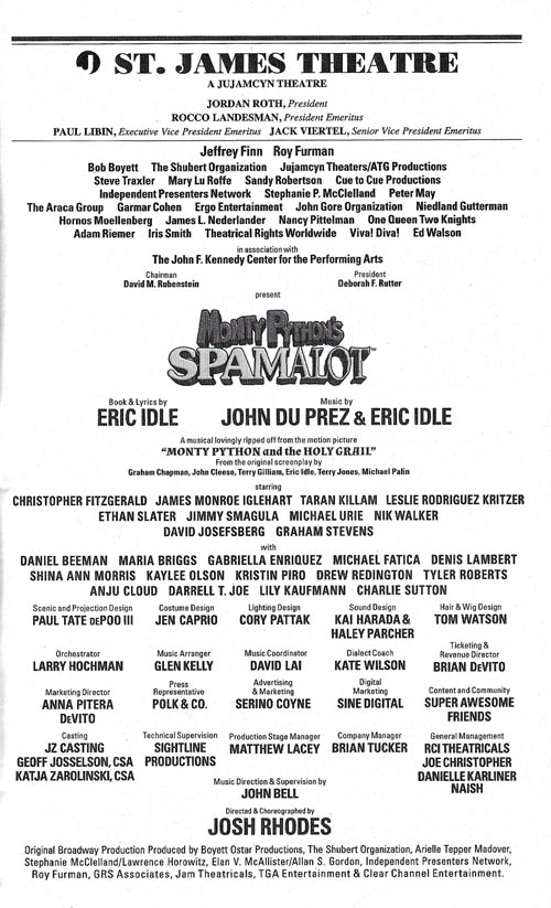 Spamalot Playbill