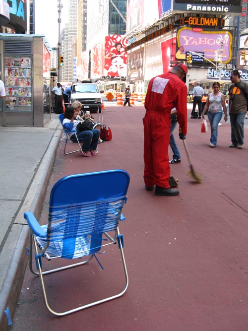 Lawn Chair, Broadway at 43rd Street, Times Square Pedestrian Mall, Times Square, Midtown Manhattan, July 6, 2009