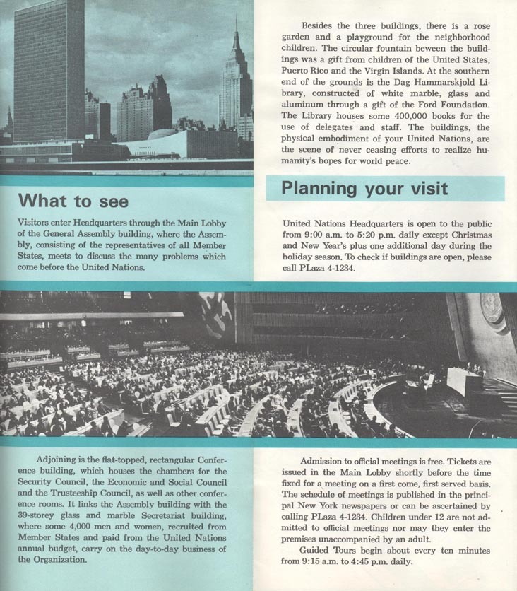 Visit the United Nations Brochure, ca. 1965