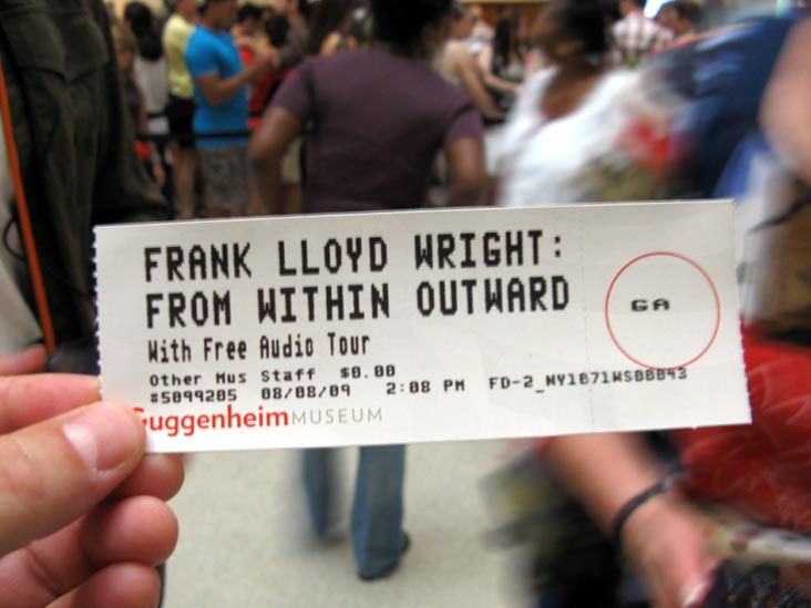 Ticket, Guggenheim Museum, 1071 Fifth Avenue at 89th Street, Upper East Side, Manhattan