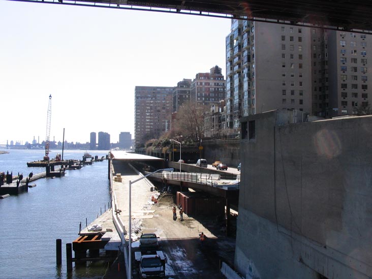 View South From East River Roundabout, East River at 60th Street, Upper East Side, Manhattan, April 15, 2004