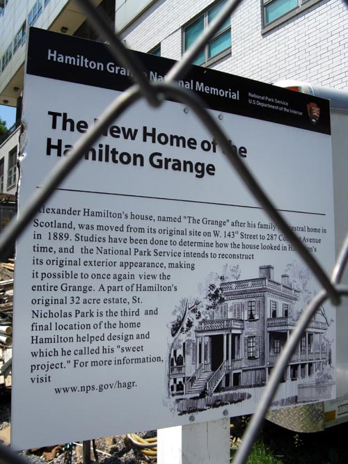 Interpretive Sign, Future Home of Hamilton Grange, St. Nicholas Park, Upper Manhattan, June 3, 2008