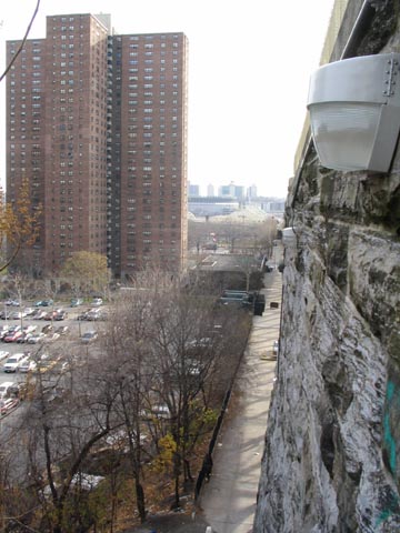 Looking East from the Stairway up to Edgecombe Avenue at 155th Street, Washington Heights, Manhattan
