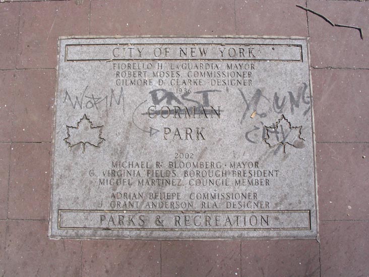 Gorman Park Granite Plaque, Washington Heights, Manhattan