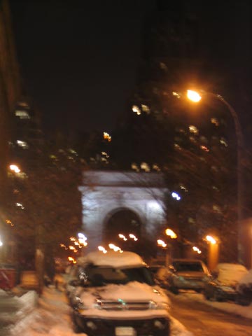 Washington Square Arch from Thompson Street