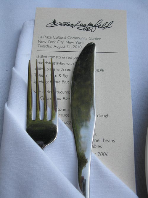 Outstanding in the Field Bill Telepan Dinner, La Plaza Cultural, 8th Street Between Avenues B and C, East Village, Manhattan, August 31, 2010