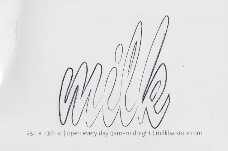 Momofuku Milk Bar Card-Menu