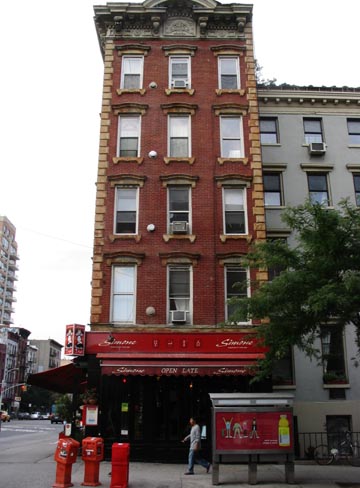 St. Marks Place and First Avenue, NE Corner, East Village, Manhattan, July 30, 2004