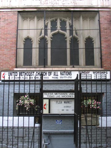 United Methodist Church of All Nations, 48 St. Marks Place, East Village, Manhattan, July 30, 2004