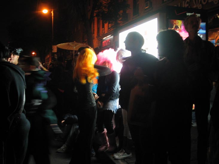 Parade Spectators, Halloween 2005, West 11th Street and Sixth Avenue, SE Corner, Greenwich Village