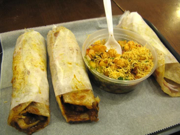 Kathi Rolls, Aloo and Chickpea Chat and Stuffed Paratha, Indian Bread Co., 194 Bleecker Street, Greenwich Village, Manhattan