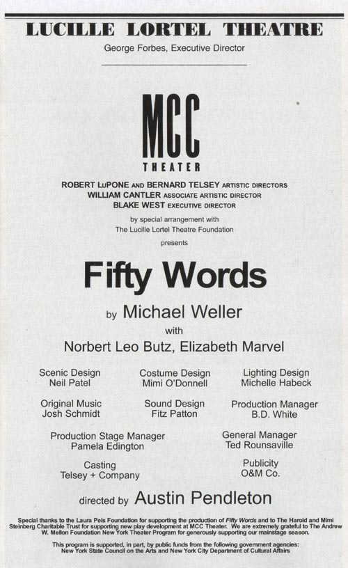 Fifty Words Playbill