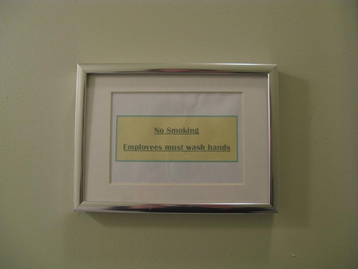 Employees Must Wash Hands, Pearl Oyster Bar, 18 Cornelia Street, West Village, Manhattan, January 30, 2009