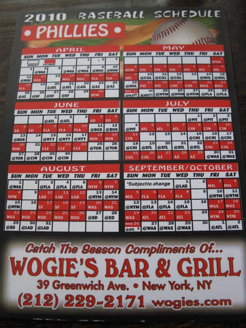 Wogie's Bar & Grill, 39 Greenwich Avenue, West Village, Manhattan, April 5, 2010