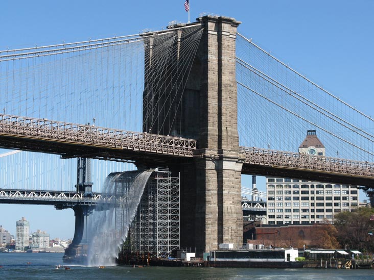 Olafur Eliasson's New York City Waterfalls, Brooklyn Bridge, East River, New York City, September 7, 2008