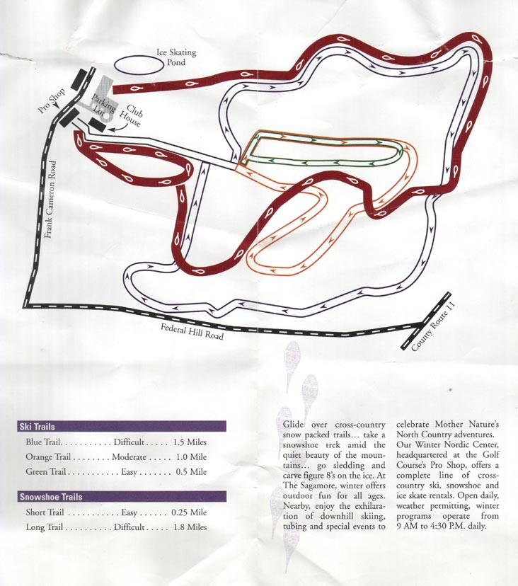 Ski and Snowshoe Trail Map, Golf Course, The Sagamore, 110 Sagamore Road, Bolton Landing, New York