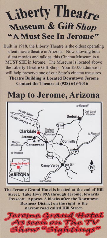 Brochure, Jerome Grand Hotel, 200 Hill Street, Jerome, Arizona