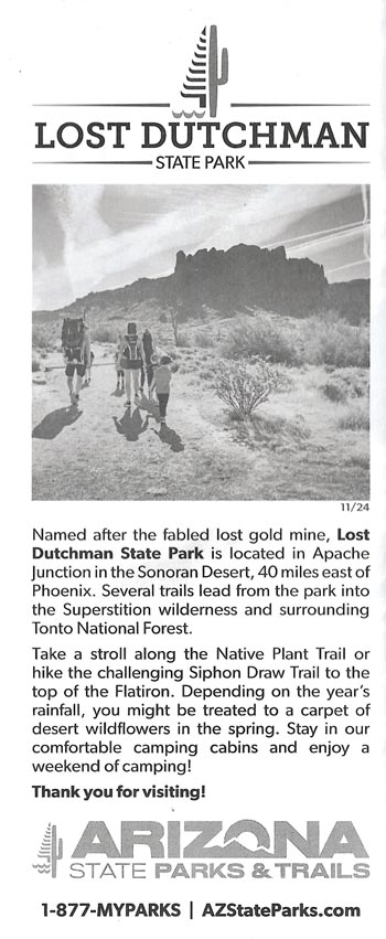 Lost Dutchman State Park Brochure