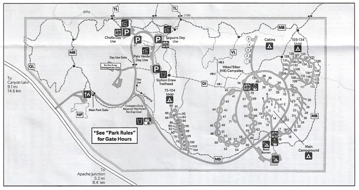 Trail Map Breakout Section, Lost Dutchman State Park Brochure