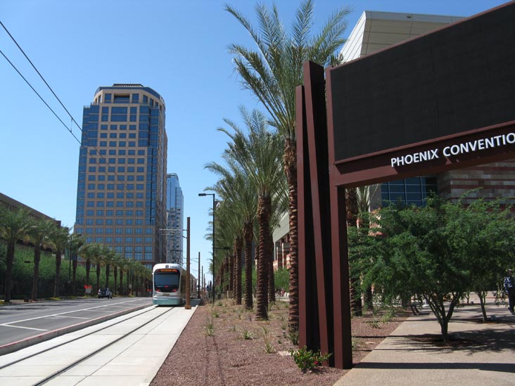 METRO Light Rail Train Near Phoenix Convention Center From 5th Street and Washington Street, Phoenix, Arizona